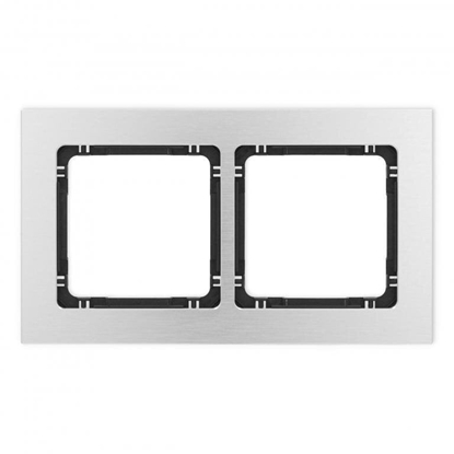 Attēls no DECO Ramka uniwersalna podwójna - aluminium szczotkowane (ramka: srebrna spód: czarny) 7-12-DRA-2