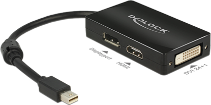 Picture of Delock Adapter mini DisplayPort 1.1 male > DisplayPort / HDMI / DVI female Passive black