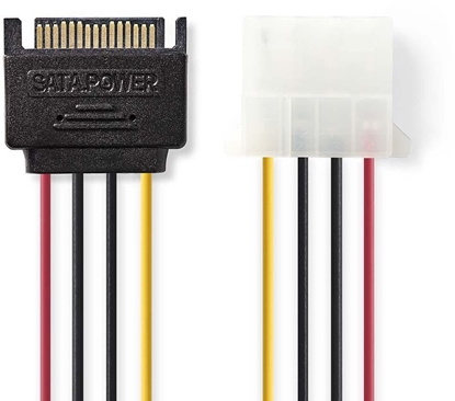 Picture of Delock Kabel wewntrzny SATA 15-Pin Wtyczka Molex Gniazdo Zocony 0.15 m okrgy PVC Wielokolorowy Woreczek plastikowy