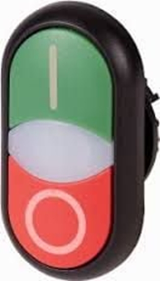 Picture of Eaton Napd przycisku podwójny zielony/czerwony I-O 22mm IP66 z podwietleniem z samopowrotem M22-DDLF-GR-X1/X0 (284814)