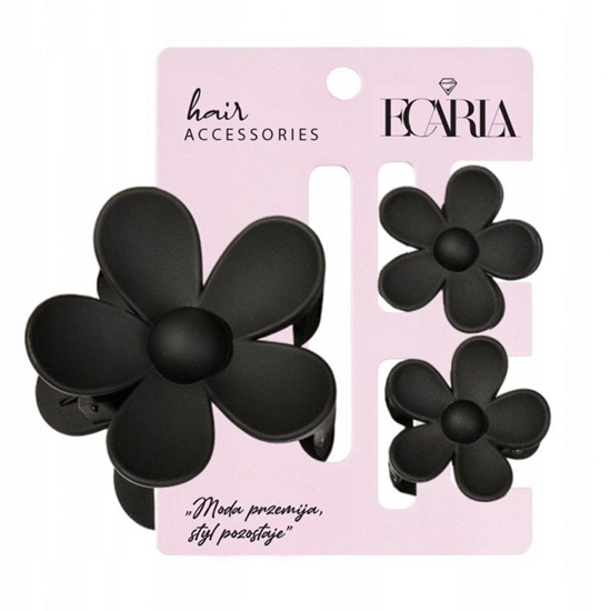 Изображение eCarla Zestaw spinki do wosów klamrowe 3w1 Kwiat XL + 2 szt. mini spinek SP436