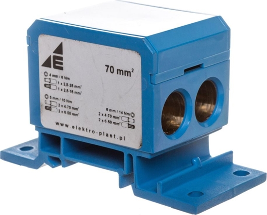 Изображение Elektro-Plast Blok rozdzielczy 2x4-70mm2 + 2x4-50mm2 + 1x4-25mm2 niebieski DB6-N 48.38