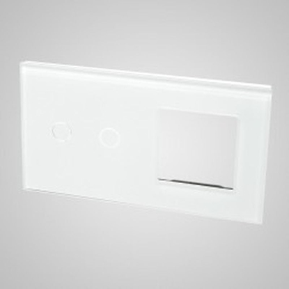 Attēls no ELS Elektrotechnika TouchMe Duy panel szklany, 1 x cznik podwójny, 1 x ramka, biay TM702728W