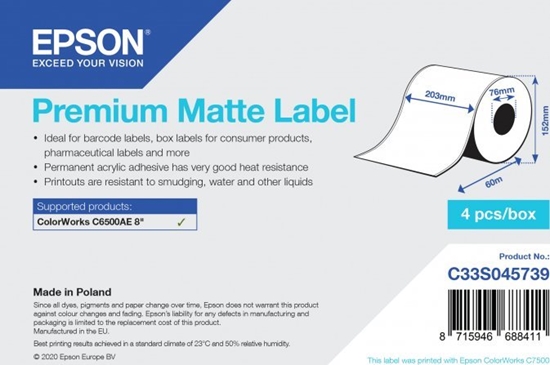 Picture of Epson Epson Premium Matte Label - Continuous Roll: 203mm x 60m