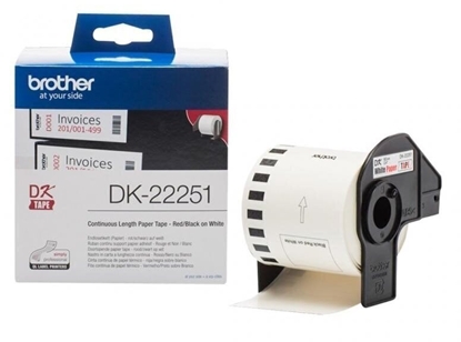 Attēls no Etykieta BROTHER DK-22251 62mm x 15,24m czerwony/czarny na biaym zamiennik