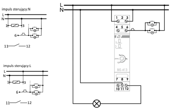 Picture of F&F Przekanik bistabilny BIS-413I z wycznikiem czasowym na szyn DIN on/off 230V 16A InRush160A/20ms styki 1P zaciski rubowe 1 modu