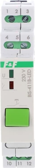 Picture of F&F Przekanik bistabilny z przyciskiem do sterowania rcznego na szyn DIN z przekanikiem inrush 160A/20ms BIS-411B-LED
