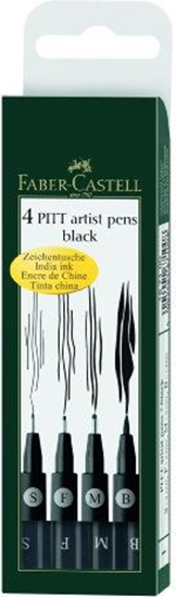 Изображение Faber-Castell Cienkopisy artystyczne PITT czarne 199 4 sztuki
