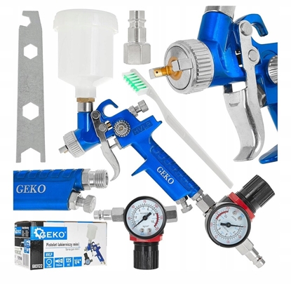 Attēls no Geko Pistolet lakier HVLP mini 125ml 0,8mm, plastik zbiornik z regulatorem cinienia 1/4" (20)
