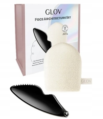 Attēls no GLOV_SET Face Architecture nowoczesny masaer Gua Sha + rkawiczka do demakijau i oczyszczania