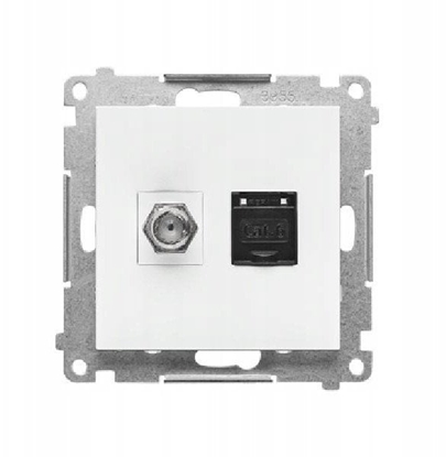 Attēls no Kontakt-Simon Gniazdo antenowe typu F i RJ45 55 TASFRJ45.01/111 kat.6 modu biay mat