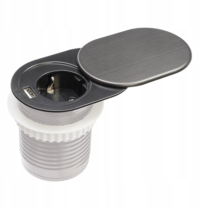 Attēls no Gniazdo meblowe do zabudowy 1 zcze wtyczkowe 1xUSB A schuko GMZ-2 W-72012