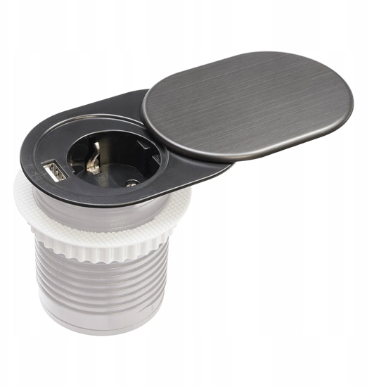 Picture of Gniazdo meblowe do zabudowy 1 zcze wtyczkowe 1xUSB A schuko GMZ-2 W-72012