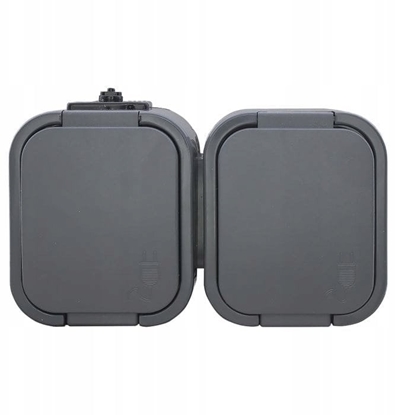 Attēls no Gniazdo podwójne n/t 2x2P+Z, bryzgoszczelne z klapk B2, IP54, NT-6B2, szary,OR-OE-7806/G