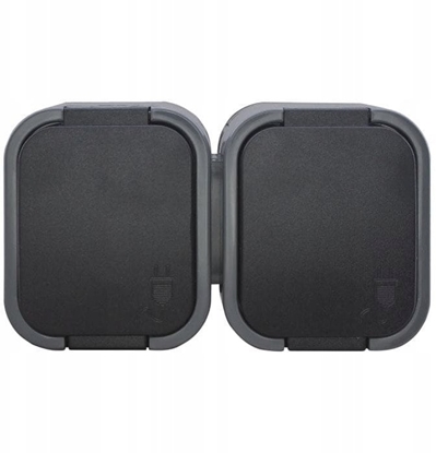 Attēls no Gniazdo podwójne n/t 2x2P+Z, bryzgoszczelne z klapk B2, IP54, NT-6B2, szary/czarny,OR-OE-7806/GB