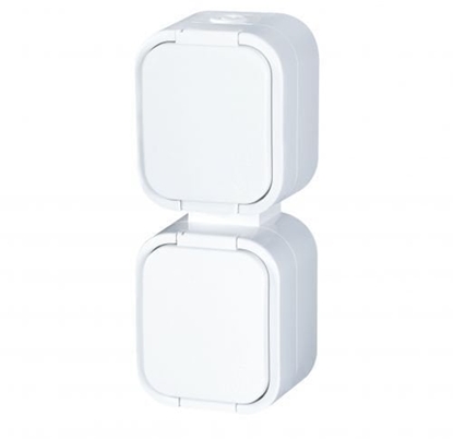 Attēls no Gniazdo podwójne n/t 2x2P+Z, bryzgoszczelne z klapk, pionowe B2, IP54, NT-6B2/P, biay,OR-OE-7806/V/W