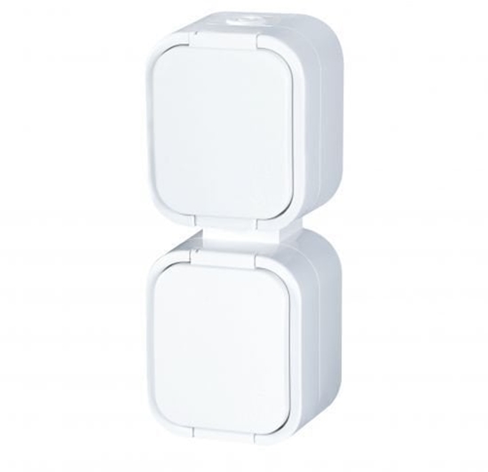 Picture of Gniazdo podwójne n/t 2x2P+Z, bryzgoszczelne z klapk, pionowe B2, IP54, NT-6B2/P, biay,OR-OE-7806/V/W