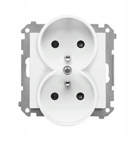 Picture of Gniazdo wtyczkowe Kontakt-Simon 55 TGZ2MCZ.01/114 podwójne z uziemieniem z przesonami modu 16 A, 250V~, szybkozcza jasnoszary mat
