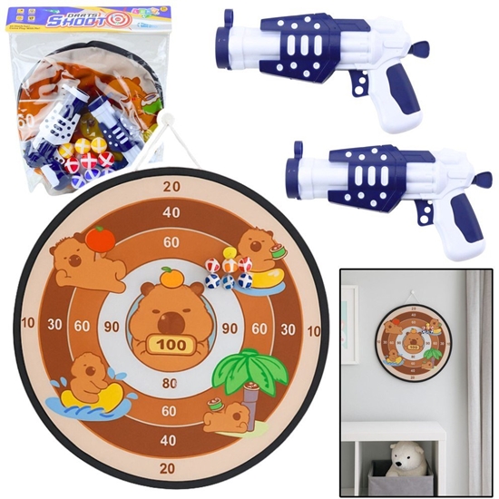 Picture of Gra Zrcznociowa Tarcza Kapibary Dart Pieczki Na Rzep Pistolety 73,5 cm LEAN Toys