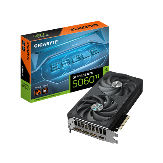 Picture of Graphics Card|GIGABYTE|NVIDIA GeForce RTX 5060 Ti|8 GB|GDDR7|128 bit|PCIE 5.0 16x|Dual Slot Fansink|GV-N506TEAGLEOC-8GD
