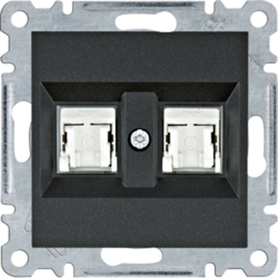 Picture of Hager Lumina Gniazdo komputerowe podwójne RJ45 kat.5e UTP czarne WL2123