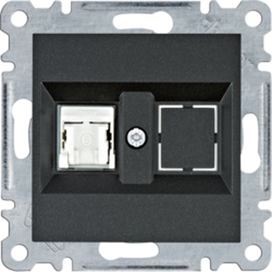 Picture of Hager Lumina Gniazdo komputerowe pojedyczne RJ45 kat.6 UTP czarne WL2153