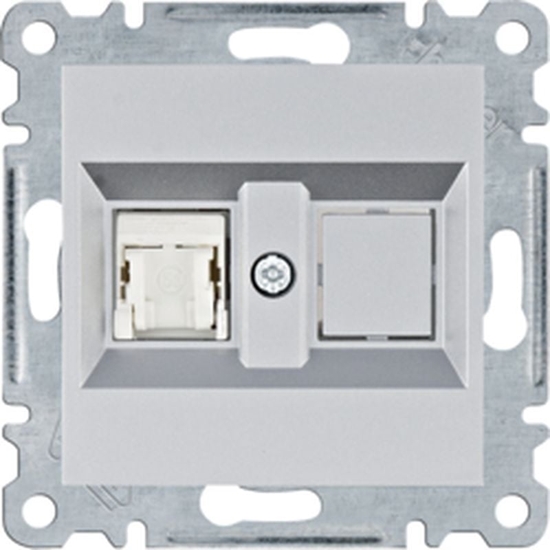 Picture of Hager Lumina Gniazdo komputerowe pojedyncze RJ45 kat.5e UTP srebrne WL2112