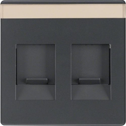 Attēls no Hager Pytka czoowa podwójna z zasuw przeciwkurzow Q.1/Q.3 antracyt aksamit 11816086