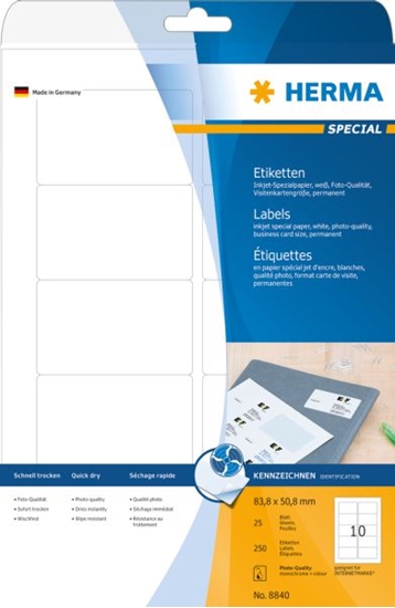 Picture of Herma Inkjet-Etiketten A4 weiß 83,8x50,8 mm Papier  250 St.