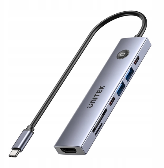 Picture of HUB USB Unitek Hub USB-C 7w1 4K@60Hz, PD 100W i przycisk HDMI On/Off