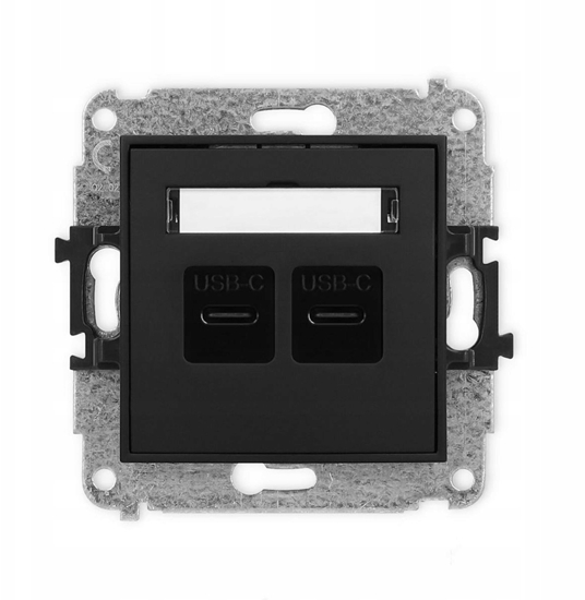 Picture of ICON Mechanizm adowarki USB podwójnej 2xUSB C, 20W max. czarny mat 12ICUSB-7