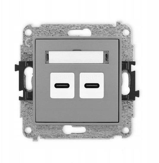 Picture of ICON Mechanizm adowarki USB podwójnej 2xUSB C, 20W max. szary mat 27ICUSB-7