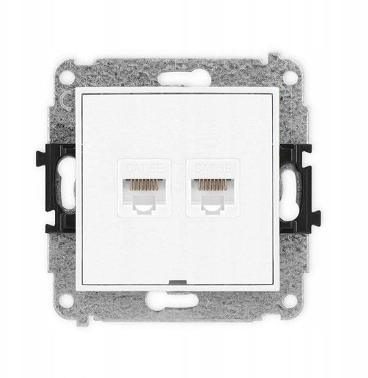 Picture of ICON Mechanizm gniazda komputerowego podwójnego 2xRJ45, kat. 5e, 8-stykowy, bez pola opisowego biay mat 25IGKBO-2