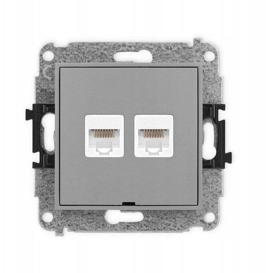 Picture of ICON Mechanizm gniazda komputerowego podwójnego 2xRJ45, kat. 5e, 8-stykowy, bez pola opisowego szary mat 27IGKBO-2