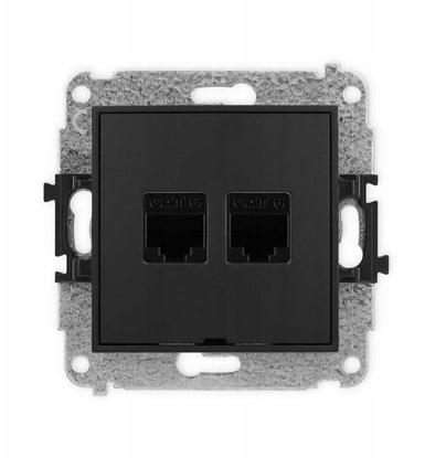 Attēls no ICON Mechanizm gniazda komputerowego podwójnego 2xRJ45, kat. 6, 8-stykowy, bez pola opisowego czarny mat 12IGKBO-4