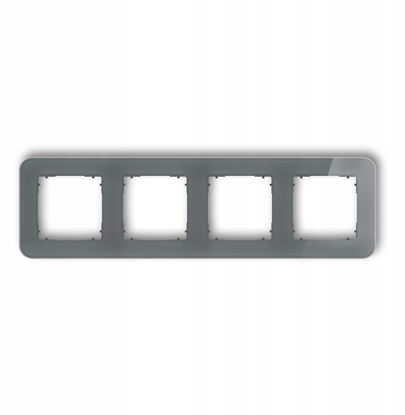 Attēls no ICON Ramka uniwersalna poczwórna zaokrglona - efekt szka (ramka: grafitowa spód: grafitowy mat) 28-28-IRSZ-4