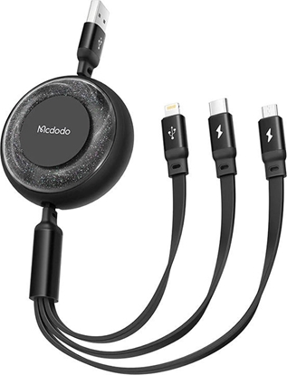 Attēls no Kabel USB Mcdodo USB-A - USB-C + micro-B + Lightning 1.2 m Czarny (CA-3570)