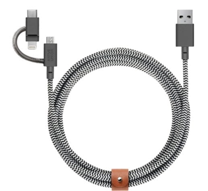 Attēls no Kabel USB Native Union Belt Cable Universal - kabel USB-A - USB-C/lightning/microUSB, 2 m (zebry)