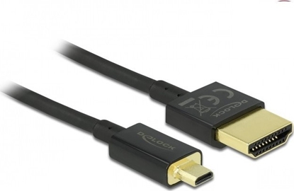Изображение Kabelis HS HDMI ar tīklu, A M > microD M, 3D 4K, 2m, Slim Premium, Delock