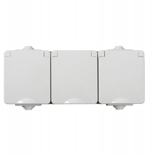 Picture of Kanlux Gniazdo zasilajce potrójne francuski z ochron styków TEKNO IP65GR GN3x2P+Z hermetyczny natynkowy IP65 szary 39225