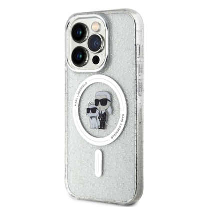 Изображение Karl Lagerfeld IML Glitter Karl and Choupette MagSafe Case for iPhone 15 Pro / Transparent