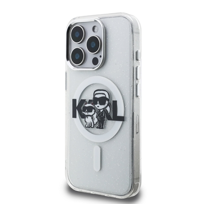 Изображение Karl Lagerfeld IML Glitter Karl and Choupette Sketch MagSafe Case for iPhone 15 Pro Max / Transparent