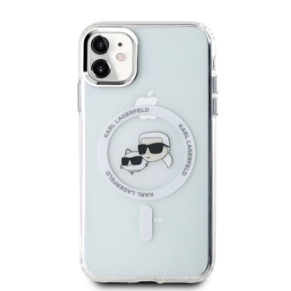 Изображение Karl Lagerfeld IML K&CH Heads Metal Frame MagSafe Case for iPhone 11 / Transparent