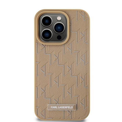 Picture of Karl Lagerfeld PU Monogram Metal Logo MagSafe Case for iPhone 14 Pro Max / Beige
