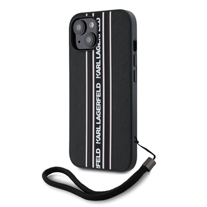 Picture of Karl Lagerfeld PU Saffiano Athleisure Stripe and Strap Case for iPhone 15 / pink