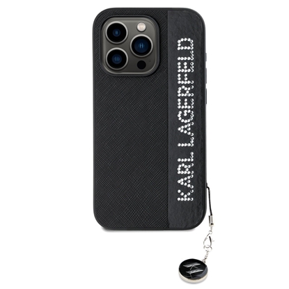 Picture of Karl Lagerfeld PU Saffiano Rhinestone Charm Case for iPhone 15 Pro / black