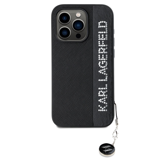 Picture of Karl Lagerfeld PU Saffiano Rhinestone Charm Case for iPhone 15 Pro Max / black