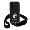 Picture of Karl Lagerfeld Saffiano Crossbody Strap Metal Karl and Choupette Case for iPhone 16 Plus / black