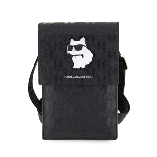 Изображение Karl Lagerfeld Saffiano Monogram Choupette NFT Wallet Phone Bag / black