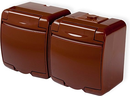 Picture of Karlik gniazdko hermetyczne podwójne Junior brzowe (4GHE-2)